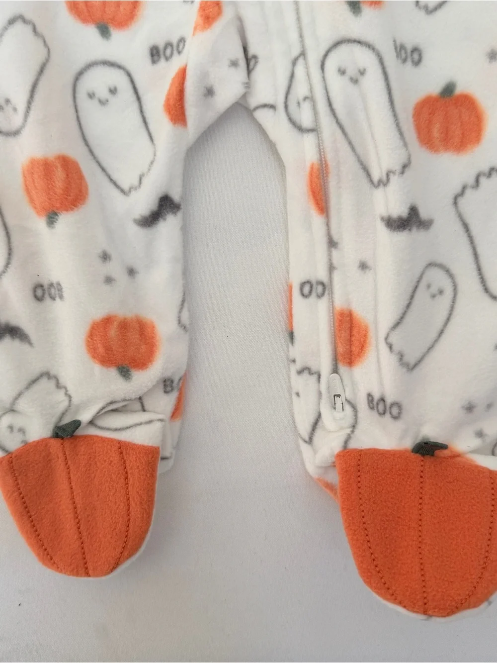 Carter's Halloween Fleece Footed Sleeper 9M Ghost Pumpkin Pajamas NWOT